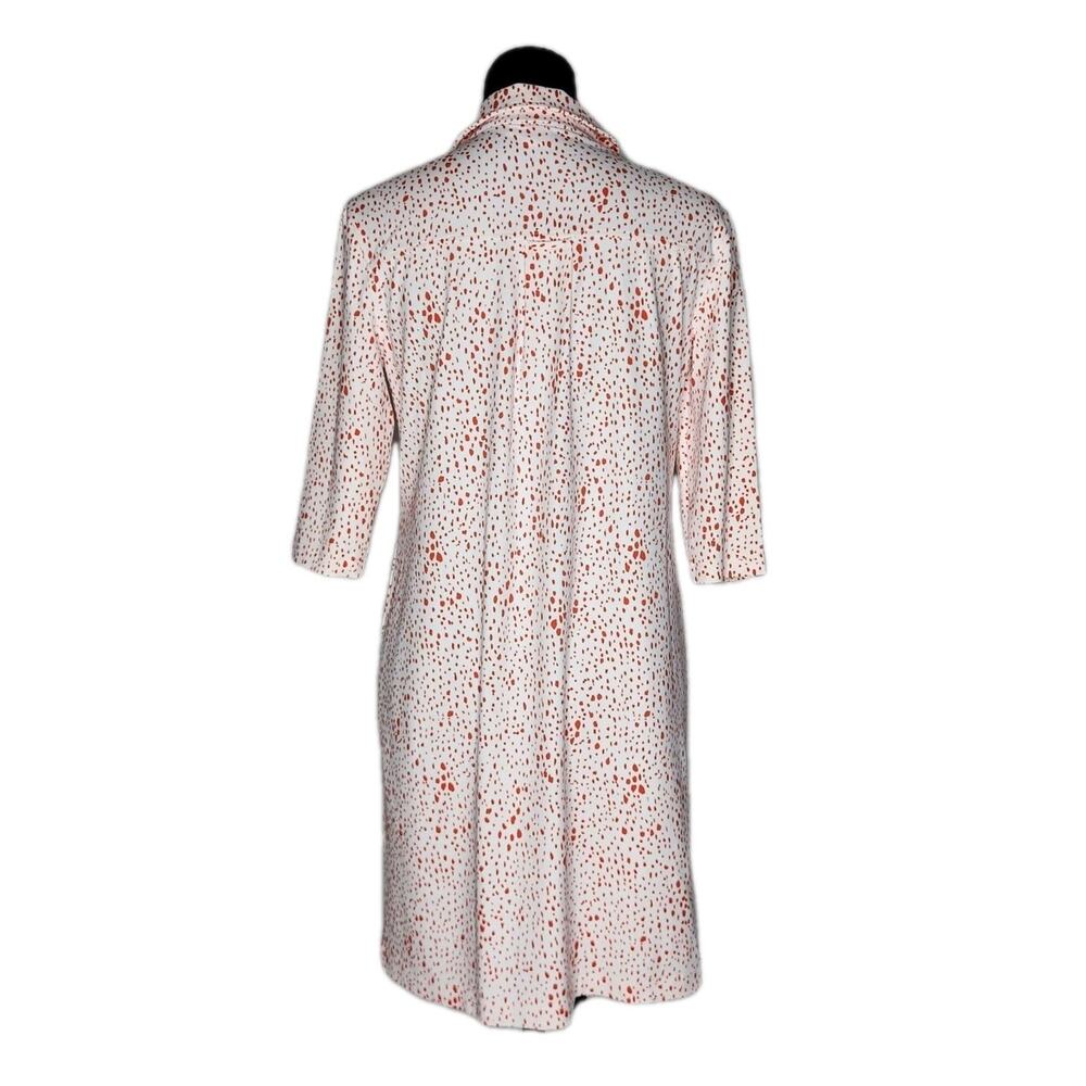 Persifor Shirt Dress M White Red Speckled Print Collared Button Front Pockets US - Picture 3 of 10